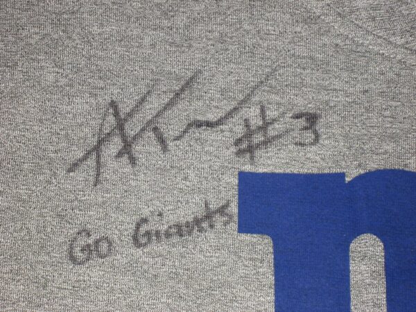 Alex Tanney 2020 Player Issued & Signed Official New York Giants #3 Sideline Player Performance Nike Dri-Fit Shirt