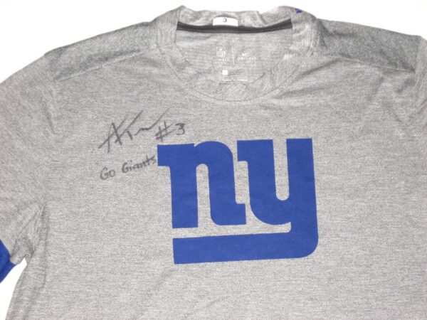 Alex Tanney 2020 Player Issued & Signed Official New York Giants #3 Sideline Player Performance Nike Dri-Fit Shirt