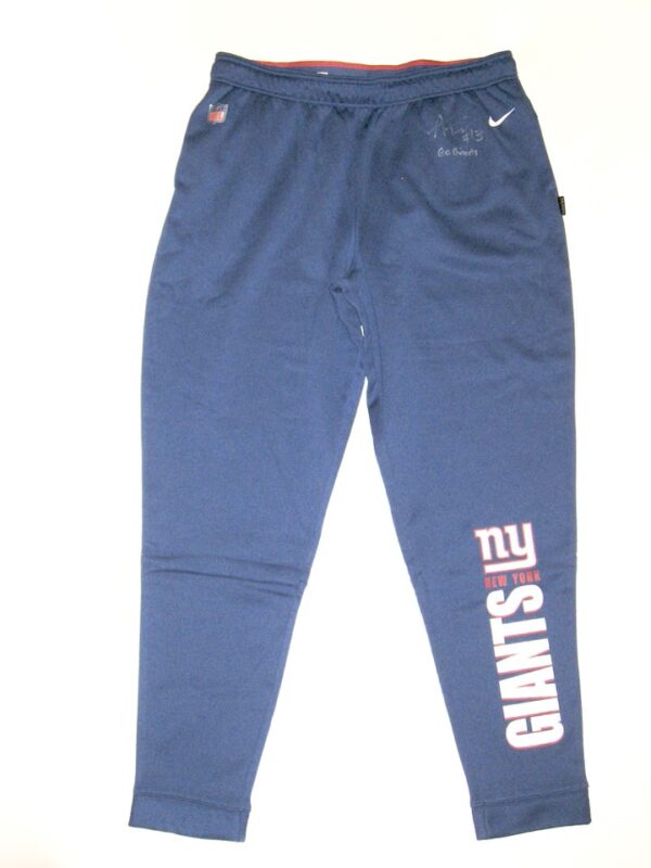 Alex Tanney Player Issued & Signed Official Blue New York Giants #3 On-Field Nike Dri-Fit XL Sweatpants