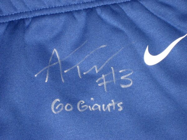 Alex Tanney Player Issued & Signed Official Blue New York Giants #3 On-Field Nike Dri-Fit XL Sweatpants