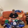 Bryce Hensley with 2019 Game Used & Signed Official Blue Lexington Legends New Era 59FIFTY Fitted Hat