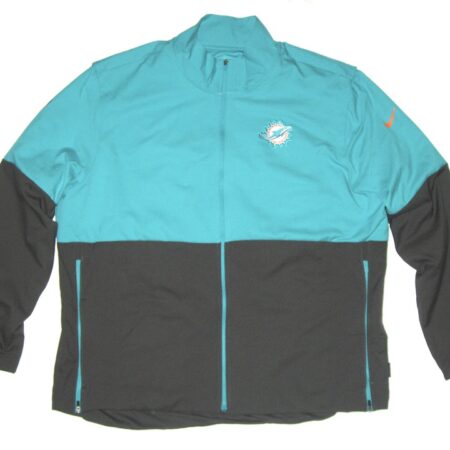 Chandler Cox Player Issued Official Aqua & Black Miami Dolphins #27 Lightweight Full Zip Nike XXL Jacket