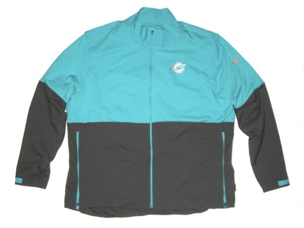 Chandler Cox Player Issued Official Aqua & Black Miami Dolphins #27 Lightweight Full Zip Nike XXL Jacket