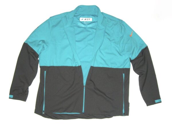 Chandler Cox Player Issued Official Aqua & Black Miami Dolphins #27 Lightweight Full Zip Nike XXL Jacket