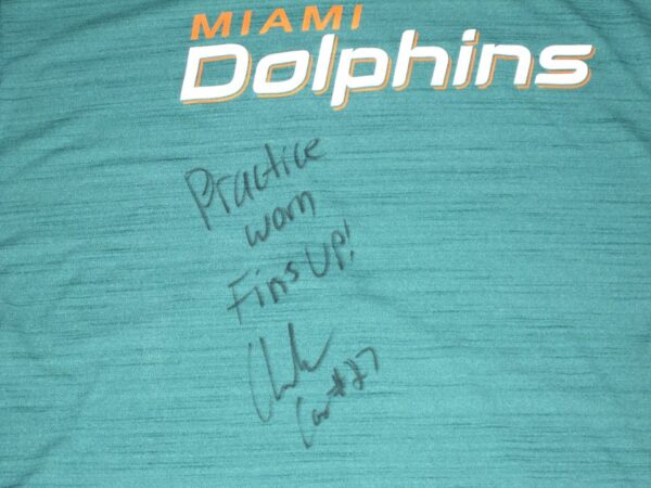 Chandler Cox Practice Worn & Signed Official Miami Dolphins #27 Long Sleeve Nike Dri-Fit XXL Shirt