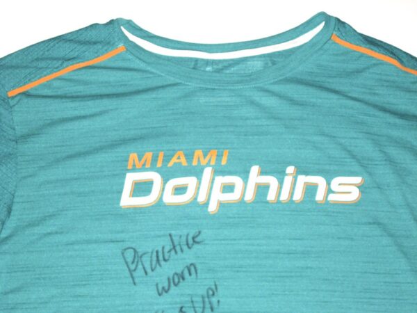 Chandler Cox Practice Worn & Signed Official Miami Dolphins #27 Long Sleeve Nike Dri-Fit XXL Shirt