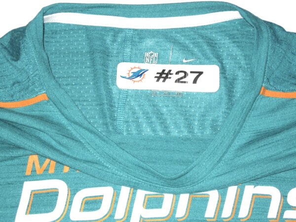 Chandler Cox Practice Worn & Signed Official Miami Dolphins #27 Long Sleeve Nike Dri-Fit XXL Shirt