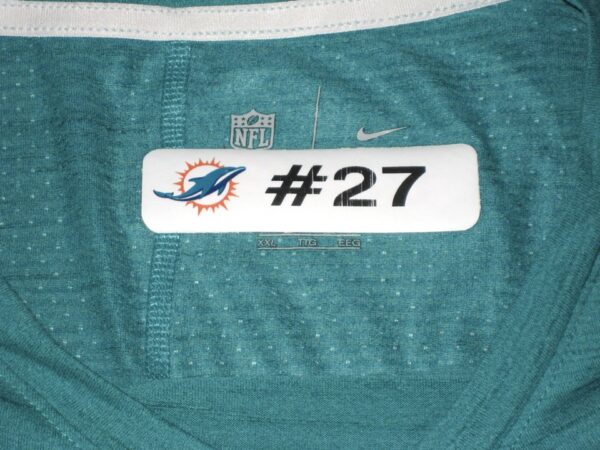 Chandler Cox Practice Worn & Signed Official Miami Dolphins #27 Long Sleeve Nike Dri-Fit XXL Shirt