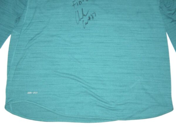 Chandler Cox Practice Worn & Signed Official Miami Dolphins #27 Long Sleeve Nike Dri-Fit XXL Shirt
