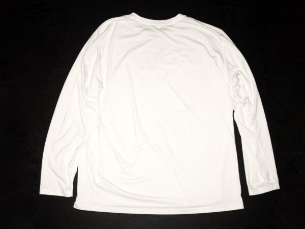 Henry Anderson Pregame Worn & Signed White & Green New York Jets #96 Long Sleeve Nike Dri-Fit XXL Shirt