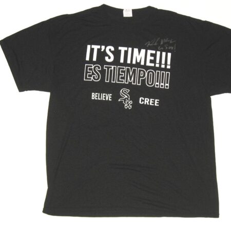 Kade McClure Team Issued & Signed Black & White Chicago White Sox IT'S TIME!!! Shirt