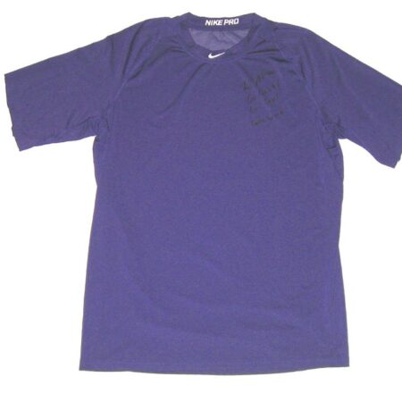 Kade McClure Winston-Salem Dash Game Worn & Signed Purple Nike Pro XL Shirt