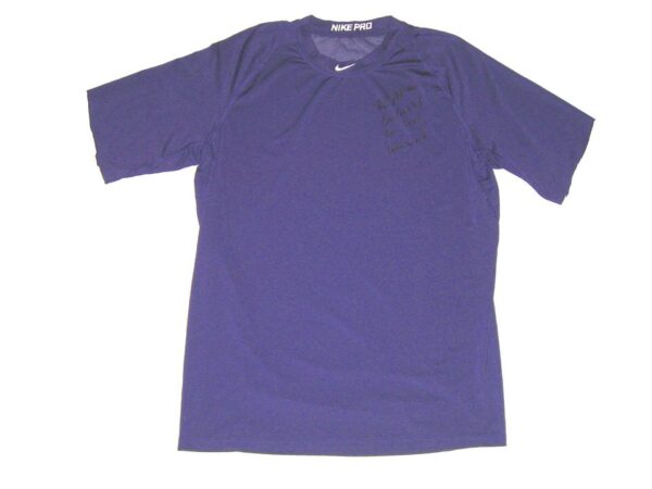 Kade McClure Winston-Salem Dash Game Worn & Signed Purple Nike Pro XL Shirt