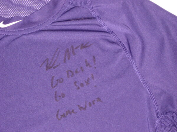 Kade McClure Winston-Salem Dash Game Worn & Signed Purple Nike Pro XL Shirt