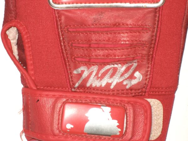 Mike Papi Columbus Clippers Game Worn & Signed Red Franklin Batting Gloves