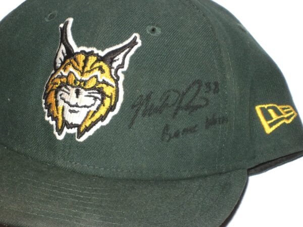 Mike Papi Game Used & Signed Official Green Lynchburg Hillcats Home New Era 59FIFTY Fitted Hat