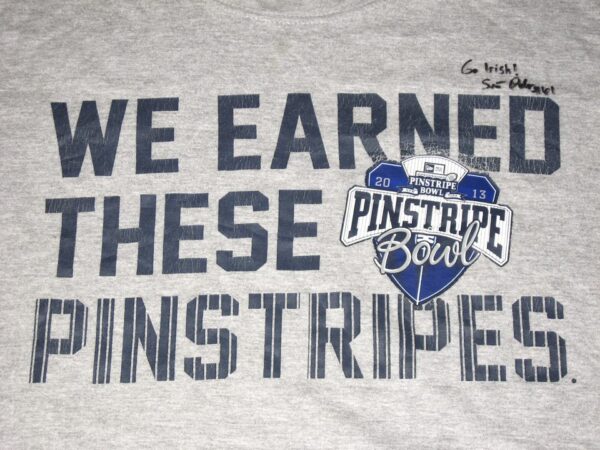 Scott Daly Notre Dame Fighting Irish Team Issued & Signed 2013 New Era Pinstripe Bowl XL Shirt