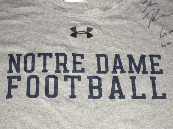Tommy Kraemer Game Worn & Signed Official Notre Dame Fighting Irish Football #78 Under Armour 3XL Shirt