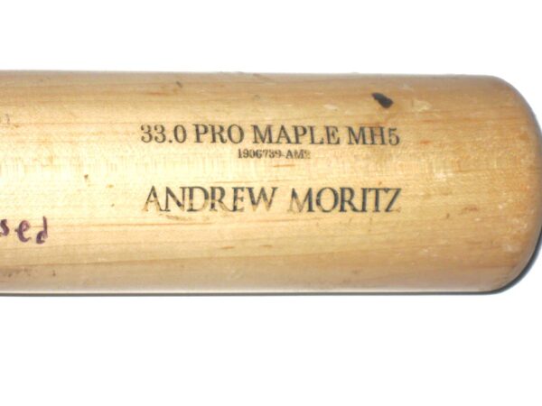 Andrew Moritz 2018 Danville Braves Game Used & Signed Old Hickory Pro Maple MH5 Baseball Bat – Cracked