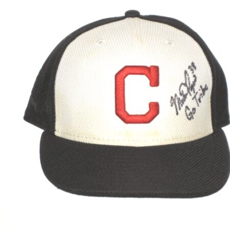 Mike Papi 2019 Spring Training Worn & Signed Official White, Red & Black Cleveland Indians New Era 59FIFTY Hat