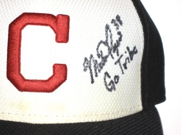 Mike Papi 2019 Spring Training Worn & Signed Official White, Red & Black Cleveland Indians New Era 59FIFTY Hat