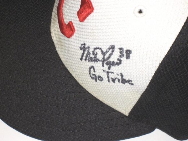 Mike Papi 2019 Spring Training Worn & Signed Official White, Red & Black Cleveland Indians New Era 59FIFTY Hat