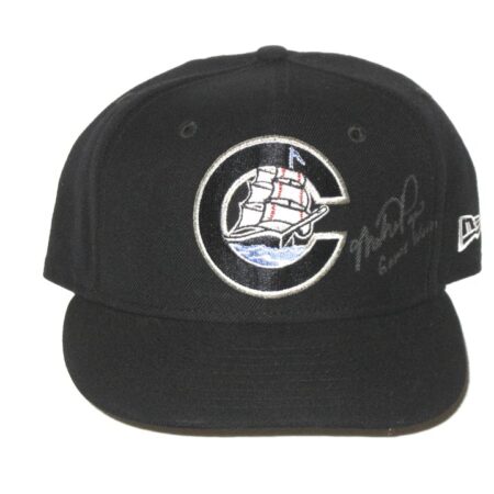 Mike Papi Game Worn & Signed Official Black Columbus Clippers New Era 59FIFTY Fitted Hat