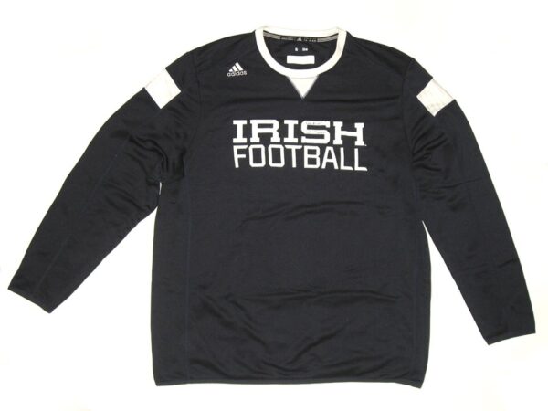 Scott Daly Team Issued & Signed Official Blue & White Notre Dame Fighting Irish Football Adidas Climalite XL Sweatshirt