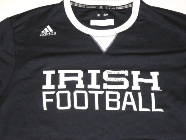 Scott Daly Team Issued & Signed Official Blue & White Notre Dame Fighting Irish Football Adidas Climalite XL Sweatshirt