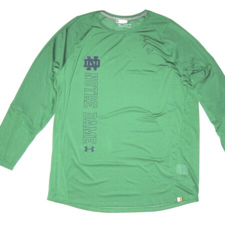 Tommy Kraemer Player Issued & Signed Official Green Notre Dame Fighting Irish #78 Under Armour Long Sleeve 3XL Shirt