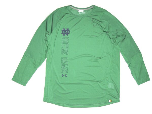 Tommy Kraemer Player Issued & Signed Official Green Notre Dame Fighting Irish #78 Under Armour Long Sleeve 3XL Shirt