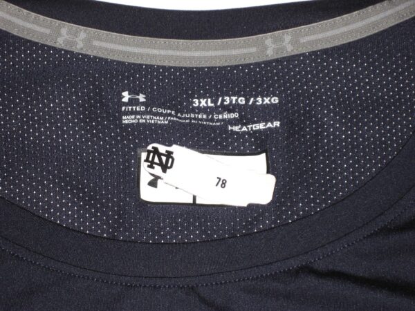 Tommy Kraemer Player Issued & Signed Official Notre Dame Fighting Irish #78 Under Armour HeatGear 3XL Shirt