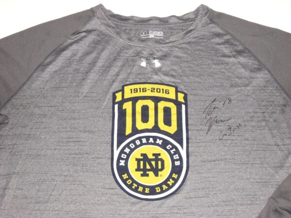 Tommy Kraemer Team Issued & Signed Official Notre Dame Fighting Irish Monogram Club Under Armour 3XL Shirt