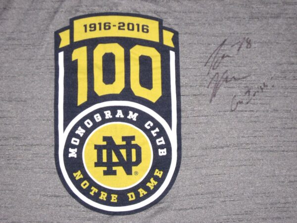 Tommy Kraemer Team Issued & Signed Official Notre Dame Fighting Irish Monogram Club Under Armour 3XL Shirt