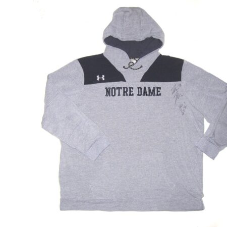 Tommy Kraemer Team Issued & Signed Official Notre Dame Fighting Irish Under Armour ColdGear 3XL Pullover Hoodie