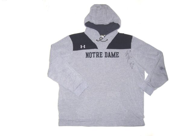 Tommy Kraemer Team Issued & Signed Official Notre Dame Fighting Irish Under Armour ColdGear 3XL Pullover Hoodie