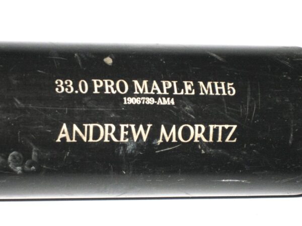 Andrew Moritz 2018 Danville Braves Game Used & Signed Black Pro Model MH5 Old Hickory Maple Baseball Bat – Cracked