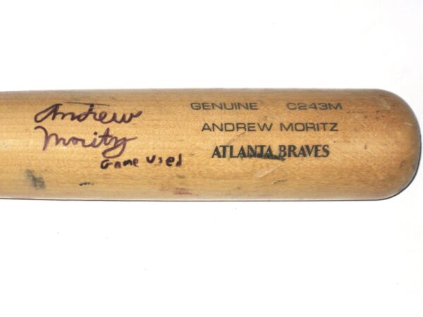 Andrew Moritz 2019 Florida Fire Frogs Game Used & Signed Louisville Slugger C243M Baseball Bat – Cracked