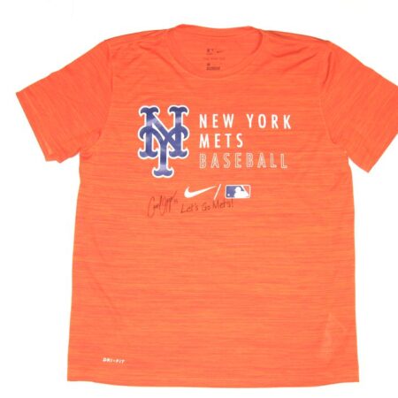 Cam Opp Team Issued & Signed Official Orange & Blue New York Mets Baseball Nike Shirt