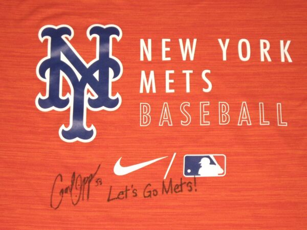 Cam Opp Team Issued & Signed Official Orange & Blue New York Mets Baseball Nike Shirt