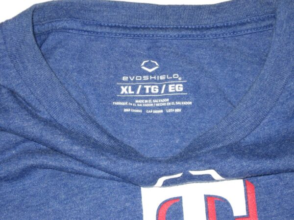 Colby Morris 2020 Team Issued & Signed Blue Texas Rangers #42 EvoShield XL Shirt