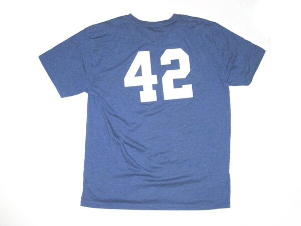 Colby Morris 2020 Team Issued & Signed Blue Texas Rangers #42 EvoShield XL Shirt