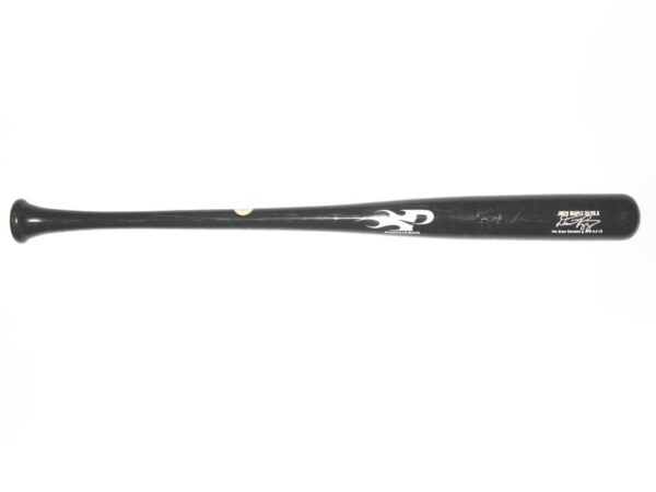 Dario Pizzano Binghamton Rumble Ponies Game Used & Signed Black & White Phoenix Baseball Bat