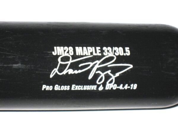 Dario Pizzano Binghamton Rumble Ponies Game Used & Signed Black & White Phoenix Baseball Bat