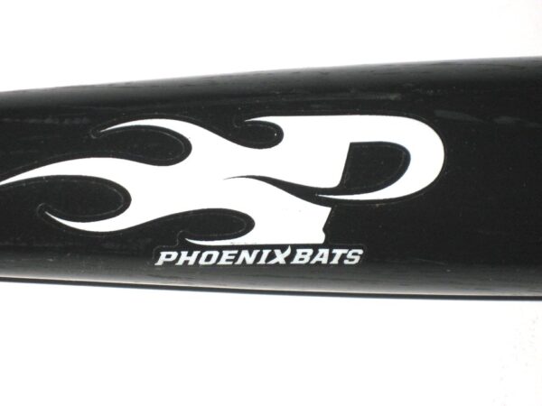 Dario Pizzano Binghamton Rumble Ponies Game Used & Signed Black & White Phoenix Baseball Bat