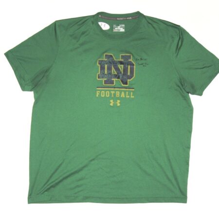 Scott Daly Team Issued & Signed Official Green Notre Dame Fighting Irish Football Under Armour XL Shirt