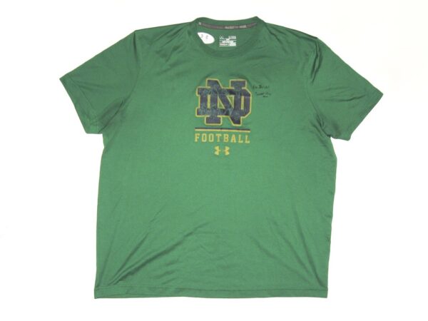 Scott Daly Team Issued & Signed Official Green Notre Dame Fighting Irish Football Under Armour XL Shirt