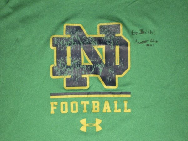 Scott Daly Team Issued & Signed Official Green Notre Dame Fighting Irish Football Under Armour XL Shirt