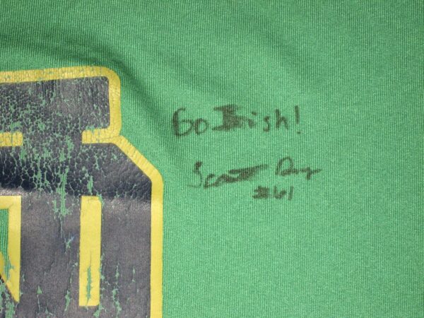 Scott Daly Team Issued & Signed Official Green Notre Dame Fighting Irish Football Under Armour XL Shirt