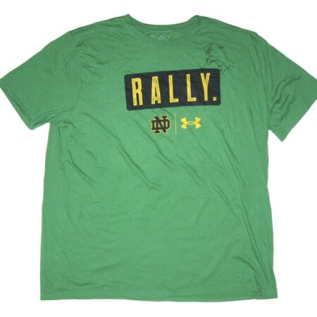 Tommy Kraemer Player Issued & Signed Kelly Green Notre Dame Fighting Irish RALLY #78 Under Armour 3XL Shirt